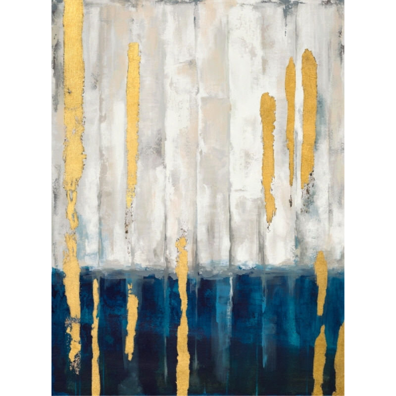 Cerulean Cast Painting by Sara Brown, 41" H x 30" W, Gilded Gold