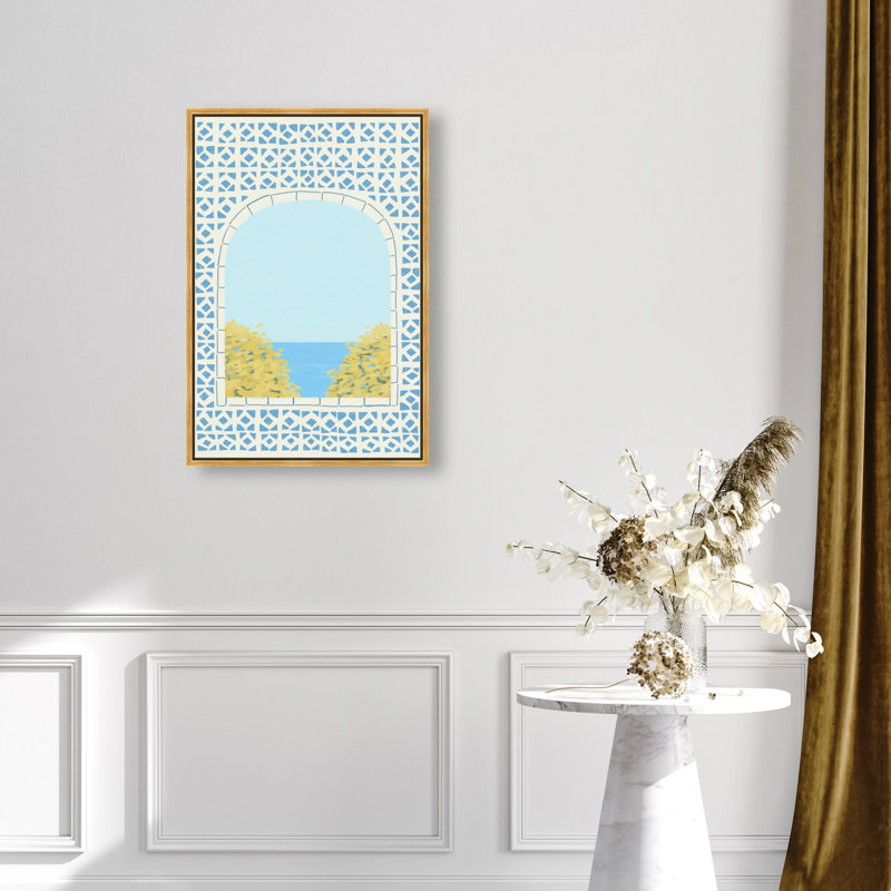 Mediterranean Window II Print by Oliver Gal, 16"H x 11"W, Gold Floater Frame
