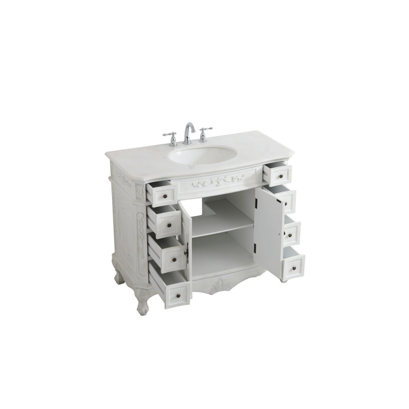 Ensemble de meuble-lavabo simple 42 po Lunette, Blanc, Blanc
