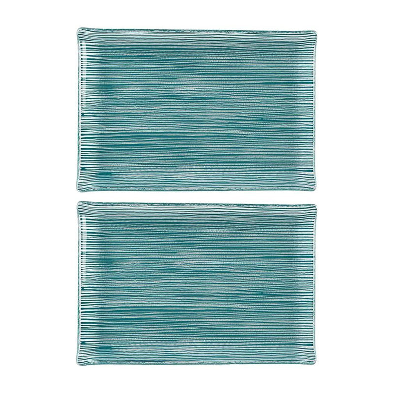 Service de table en verre rectangulaire 8,5 po x 5,75 po (ensemble de 2), Bleu