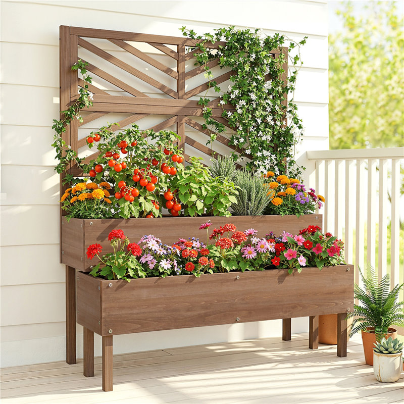 Wood Planter, Dark Brown