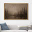 «Misty Forest Lake Scene with Flying Birds», reproduction d'art sur toile encadrée-630149940-630149947