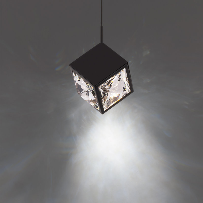 Luminaire suspendu carré à 1 lumière DEL Ice Cube, Noir