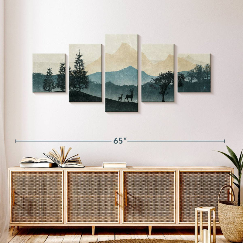Silhouette de cerf abstrait, H 24 po x l 55 po