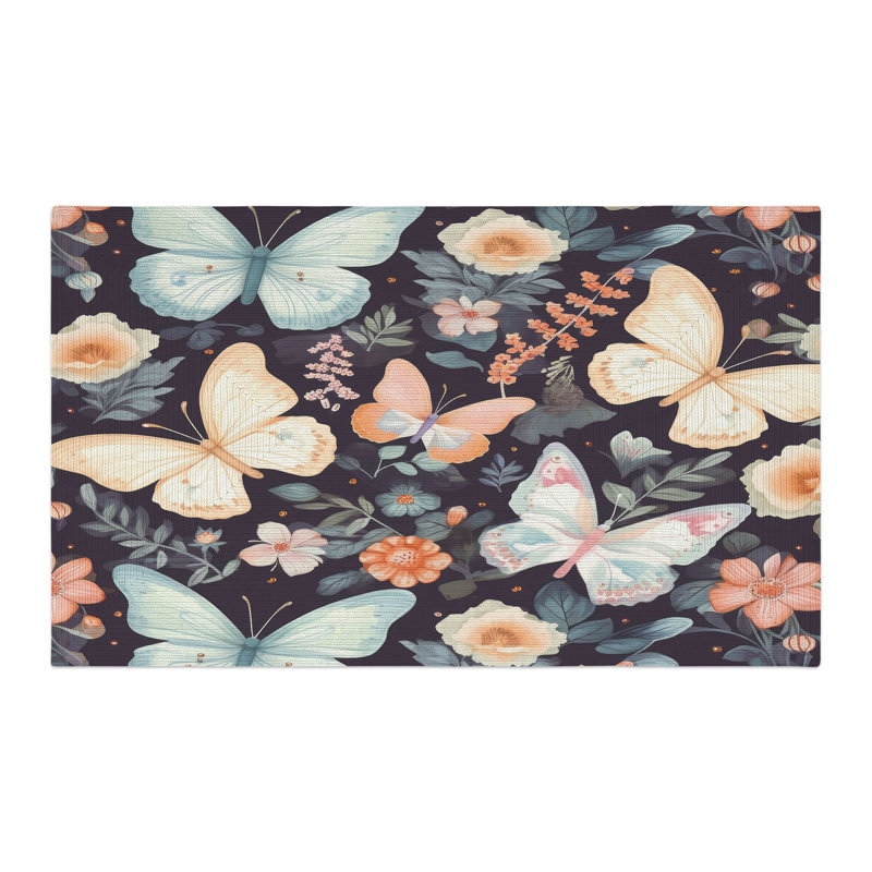 Tapis tressé Butterflies & Blooms, Rectangulaire 3 pi x 5 pi