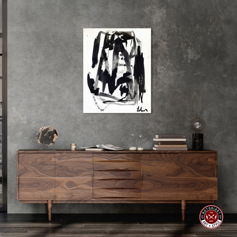 Dimensional Noir Masculine Abstract Black and White Canvas Wall Art