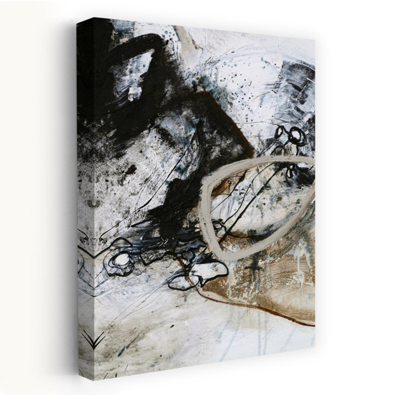Art contemporain abstrait noir et blanc 2, H 24 po x l 16 po