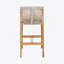 Tabouret d'extérieur en bois de teck avec coussin beige, ensemble de 2