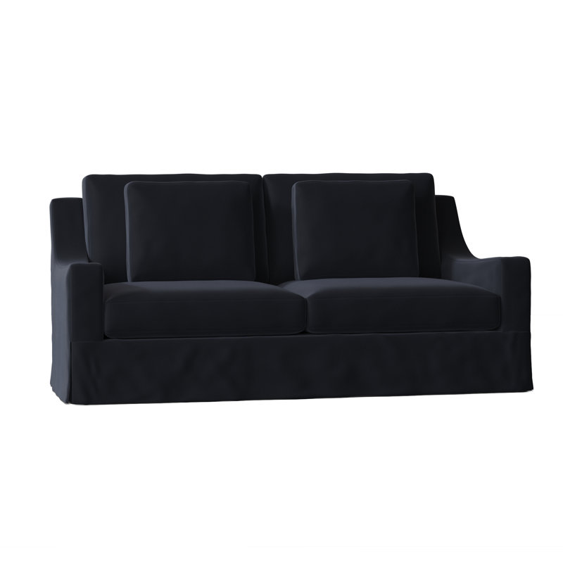 Nancy Slipcovered Sofa, 72", Klein Midnight Basketweave, Walnut