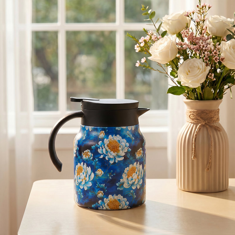 Vintage Floral Pattern Thermal Teapot with Built-in Infuser