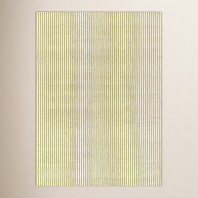 Lola Green Hand-Tufted Striped Wool Rug