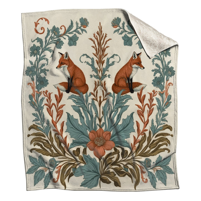 Couvertures Fox Botanical Illustration, L 50 po x H 60 po