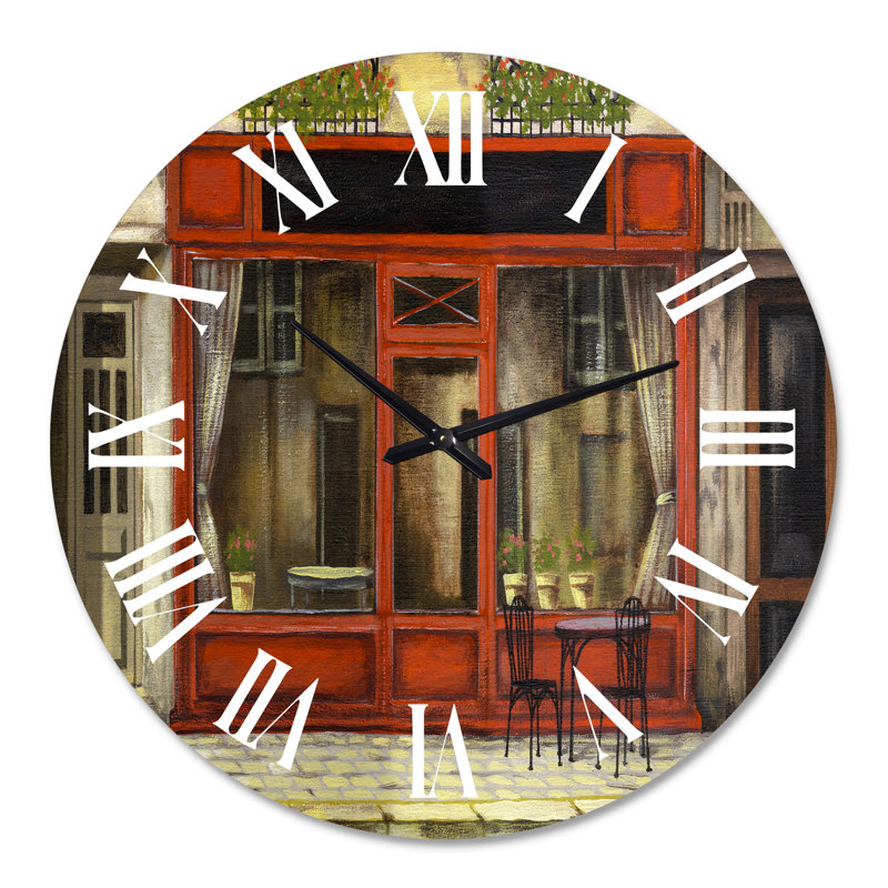 Horloge murale de la façade rouge de la boutique de charme Paris I - campagne française, Surdimensionné