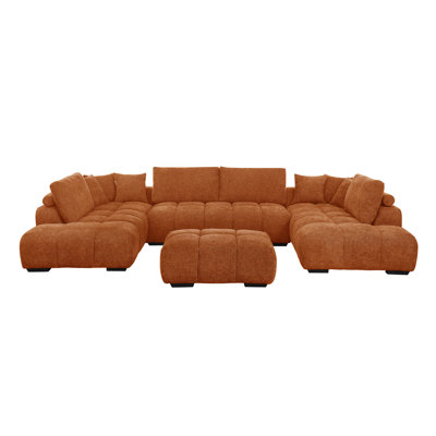 Swapan Modern Chenille Couch Sofa Sectional with Deep Tufted Seat