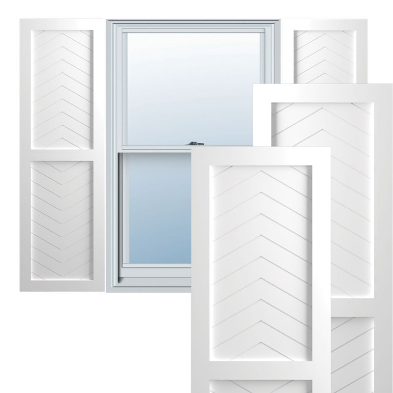 Volets à fixation fixe en PVC à deux panneaux de style moderne True Fit, 15", Blanc, 26"