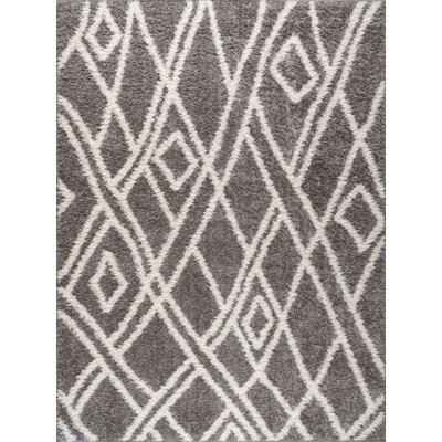 Tapis géométrique ivoire en polypropylène / jute tissé à la machine