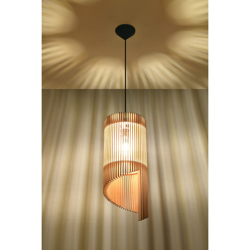 Drews 1 - Light Wood Pendant, 100cm H x 21cm W