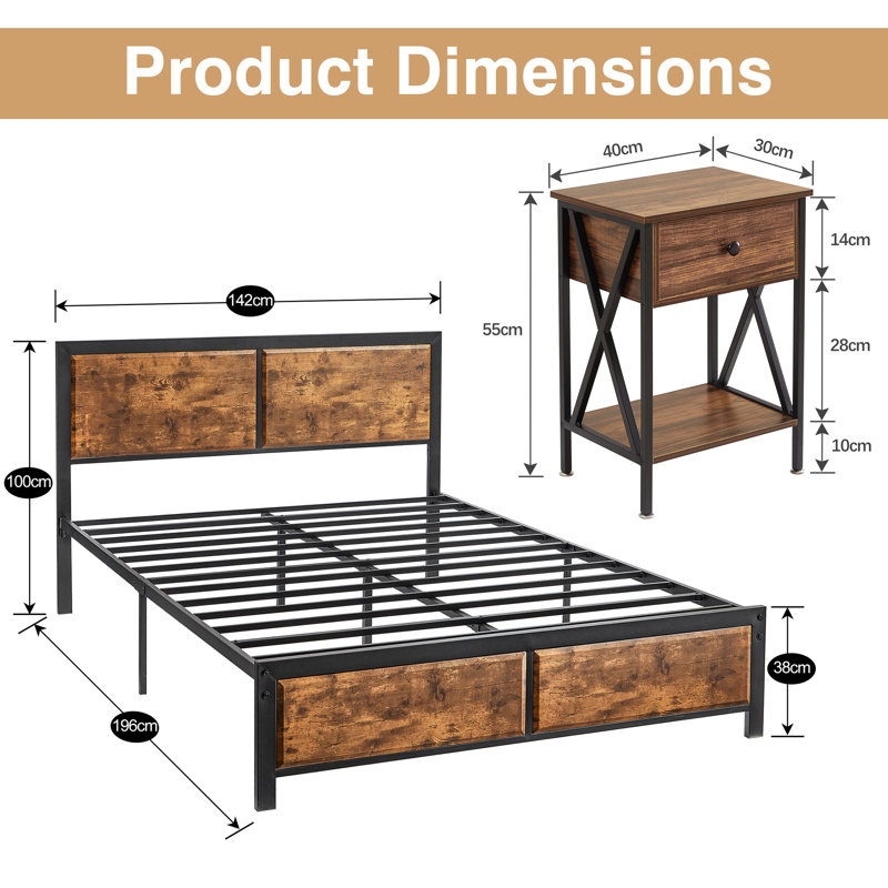 Metal Piece Bedroom Set, Brown