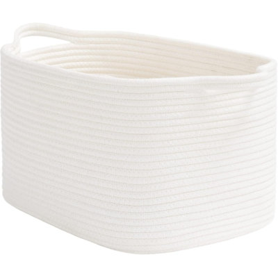 Goodpick Woven Rope Basket With Handles, Medium Rectangle Basket For Books, Toys, Towels, Square Decorative Baskets For Living Room, Nursery, Shelf Baskets For Bedroom, 13"