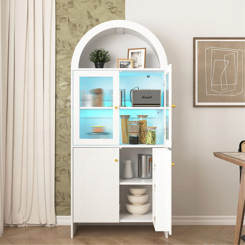 Tech-Inspired MDF Dome Cabinet - A Smart Combination Of Snack Storage And LED Lighting., White