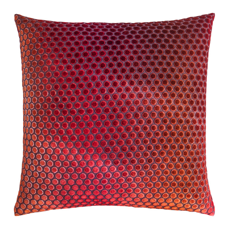 Dots Square Velvet Pillow Cover & Insert, Wildberry, 22"H x 22"W