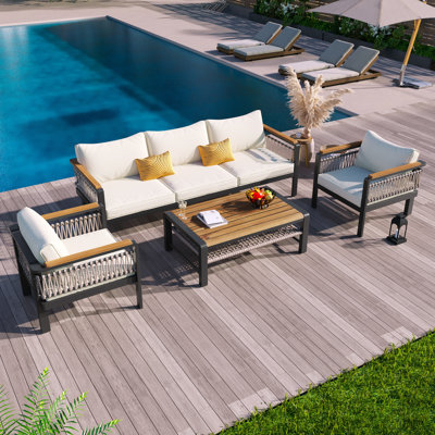 Ensemble de canapé modulaire d'extérieur 4 pièces