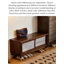 Banc à chaussures rétro avec rangement à persiennes en bois d'hévéa pour le salon et le vestibule-498390625-498390626