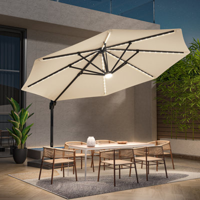 Parasol lumineux en porte-à-faux 11 pi avec base Ruark