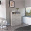 Commode à quatre tiroirs Wuju, chambre, gris clair / blanc