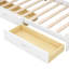 Lit plateforme simple avec rangement pour tête de lit, 2 tiroirs, tablettes en bois blanc