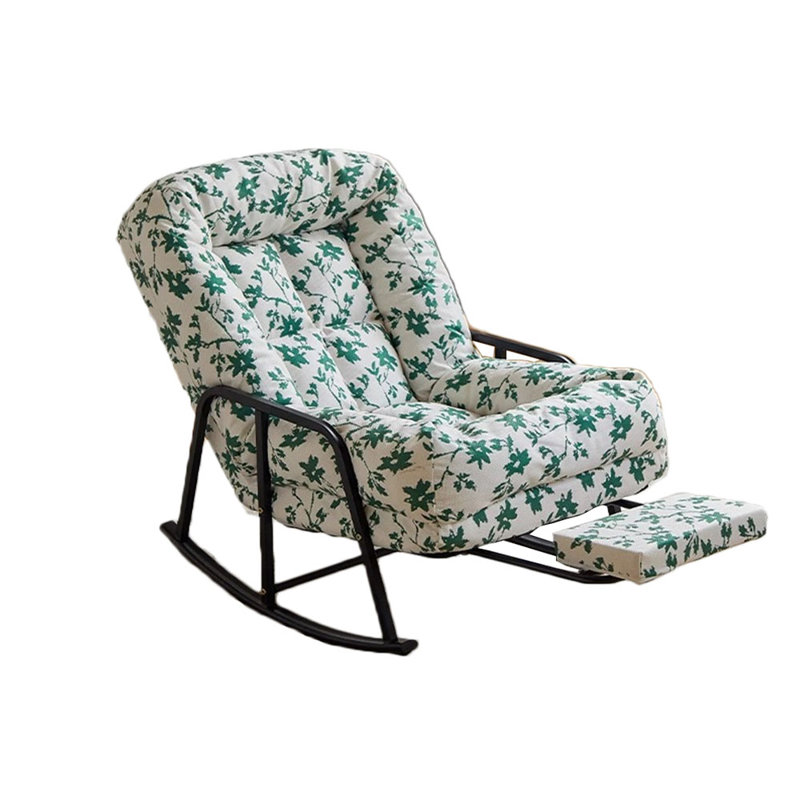 Chaise berçante ergonomique en velours côtelé, Blanc / vert