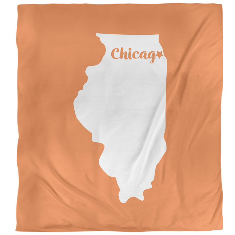 Housse de couette simple chicago Illinois, Housse de couette simple TG, Orange, Polyester brossé