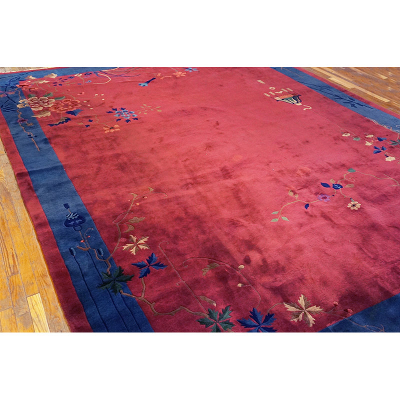 Purple Chinese - Art Deco 1920s Wool Room Size Rectangle Antique Knotted Rug