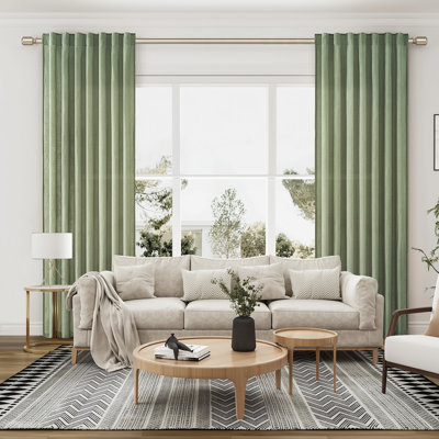 Dennan Linen Curtain Rod Pocket Back Tab,Linen Semi Sheer Curtains for Bedroom