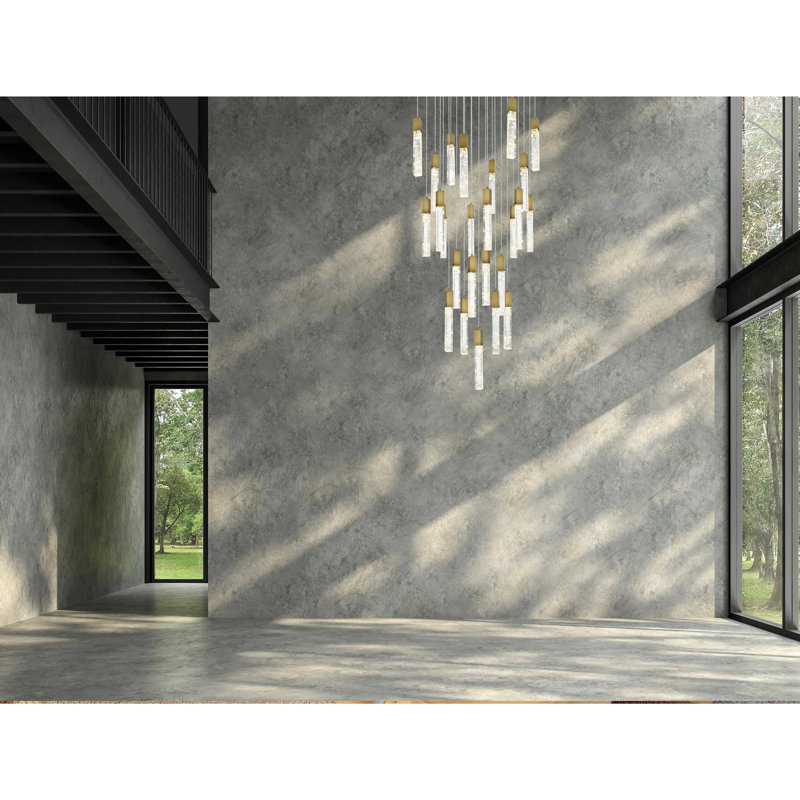  Lustre Aurora, 25, H 19 po x l 36 po x P 36 po, Or satiné et transparent