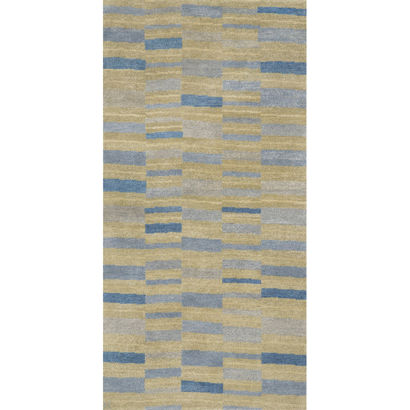 Fragments Geometric Area Rug in Pale Lime/Cornflower Blue/Gray, Rectangle 12' x 16'