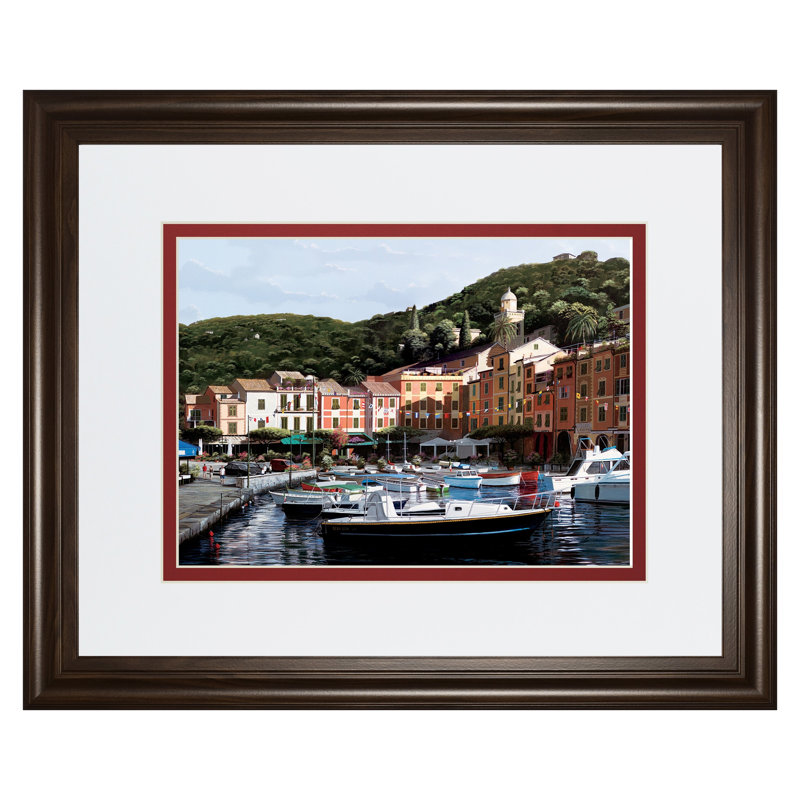 Sunshine Harbor Wall Art - 34" x 40" - Brown Frame