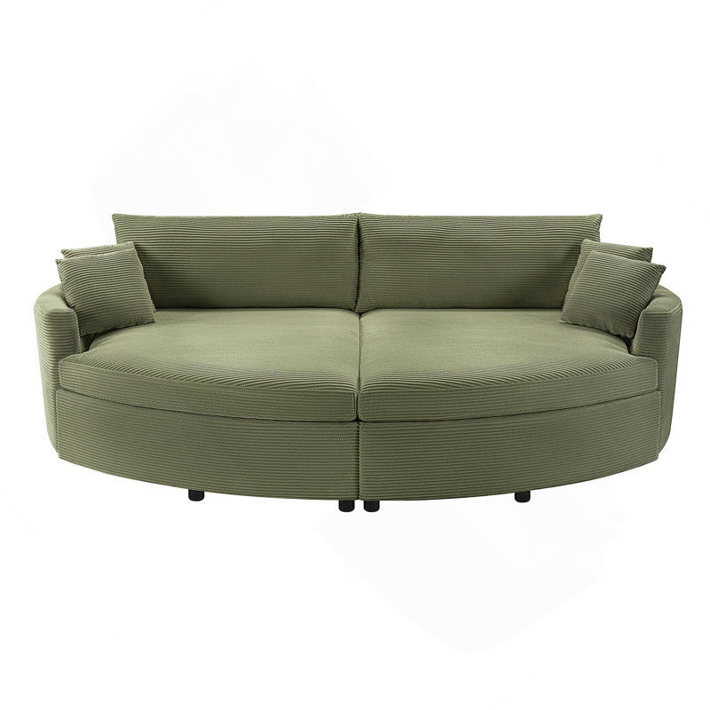Très grand canapé-lit double avec siège profond et ports USB, idéal pour se détendre et socialiser dans le salon, Green
