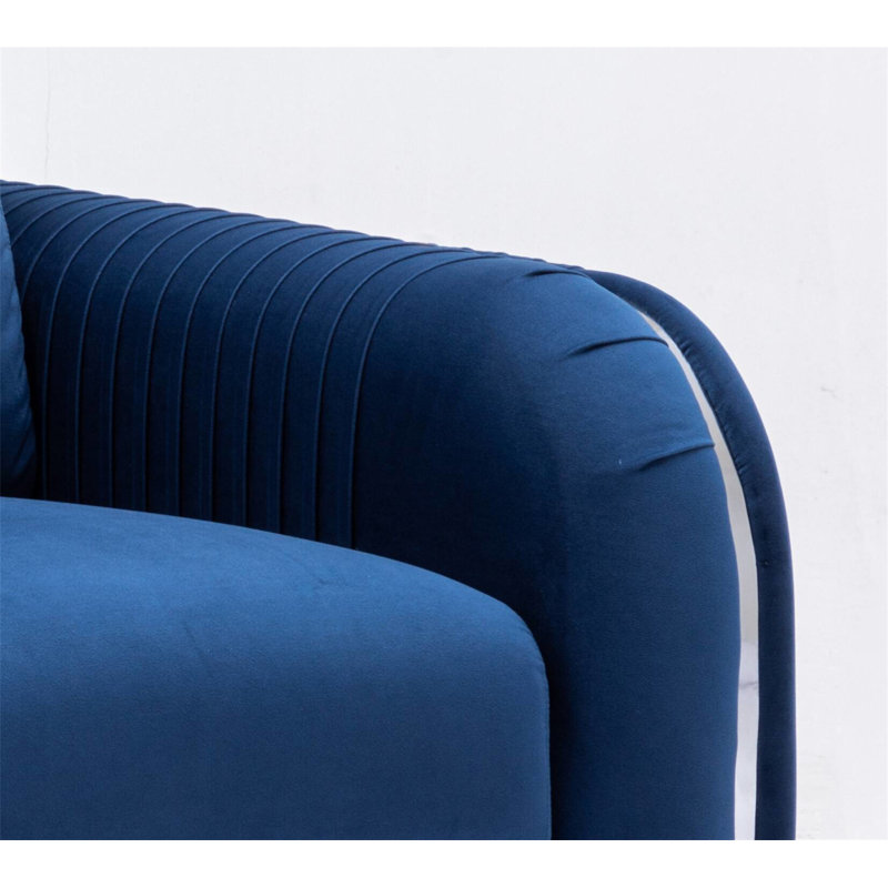 Fauteuil en velours bleu Wenona