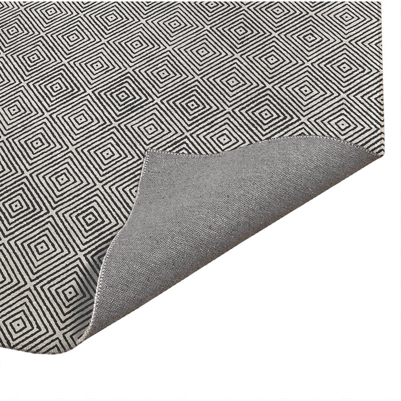 Tapis de bureau léger Ikat, L 7 pi x L 5 pi, Ivoire, gris anthracite
