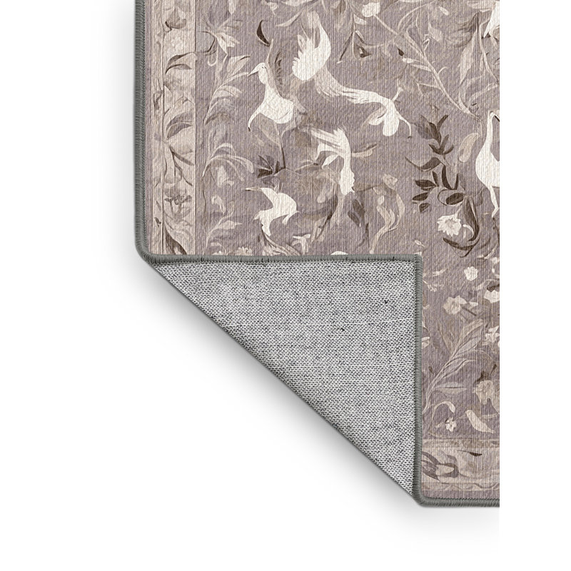 Machine Washable Gray Area Rug, Rectangle 3' x 5'
