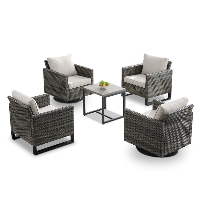 Chaise de patio avec coussins Nazime, Beige