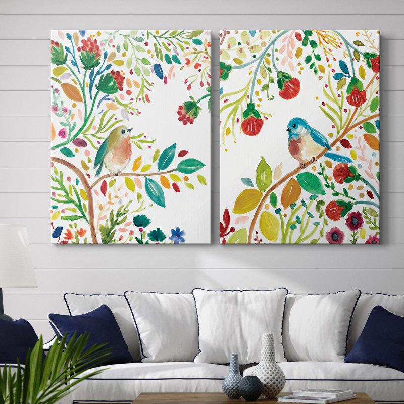 " Morning Song I " 2 - Pieces, No Mat, 12" H x 8" W x 1" D, Wrapped Canvas