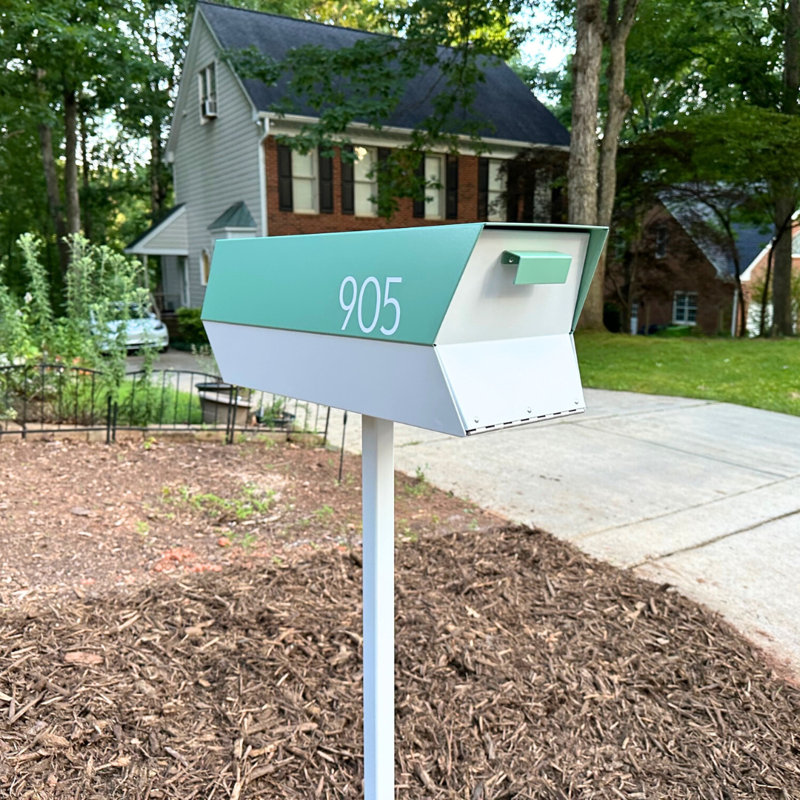 Satin Mint Green Mid-Century Modern Steel Mailbox