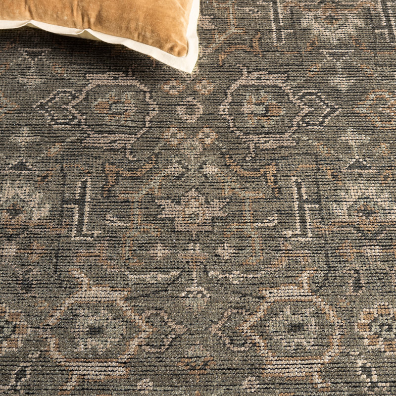 Izmir Hand-Knotted Wool Linen Area Rug, Rectangle 6' x 9'