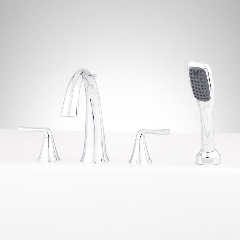 Signature Hardware Provincetown 4Hole Roman Tub Filler and Hand Shower  With Rough In Valve, Chrome
