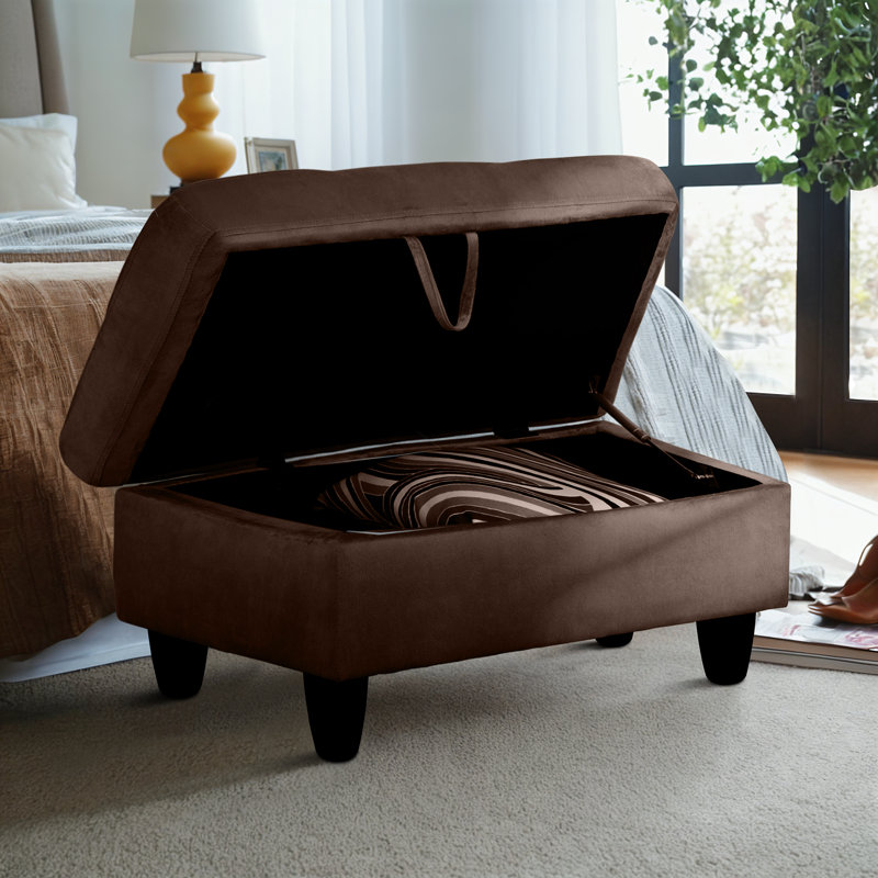 Athiste Flannel Storage Ottoman | 300 lbs Weight Capacity Multifunctional Tufted Footrest with Hidden Storage