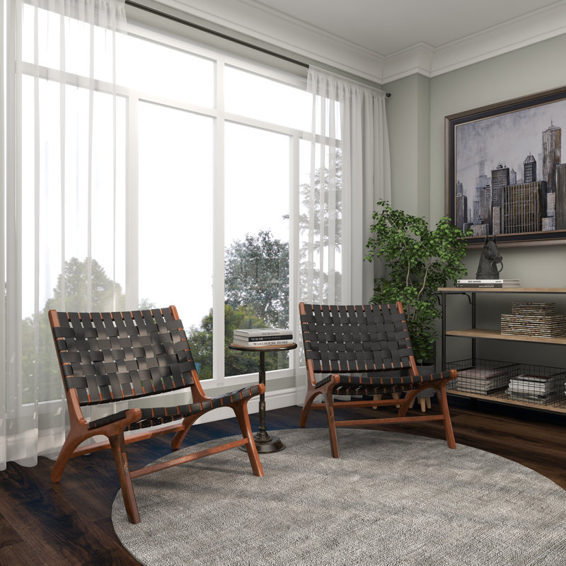 Leather Accent Chair, Black Genuine Leather