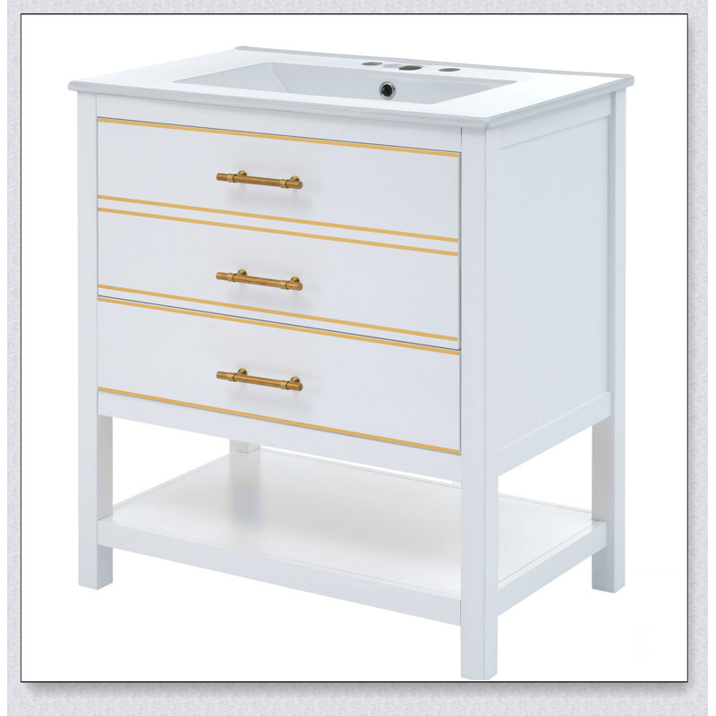 [Viedo] Ensemble de meuble-lavabo moderne 30 po avec deux tiroirs blancs