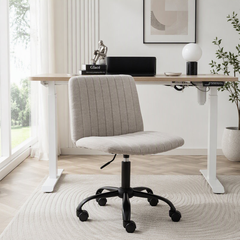 Chaise de bureau pivotante en tissu respirant, Grey Polyester